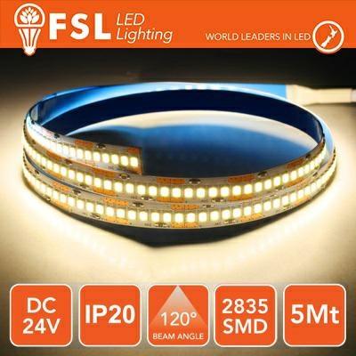 -Striscia led 2835 5mt 16W 1800lm 3000K 24V IP20 240led