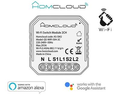 Modulo interruttore intelligente wifi 2ch da incasso