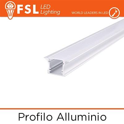 Solo profilo alluminio ad incasso per strip led 2mt 1pz