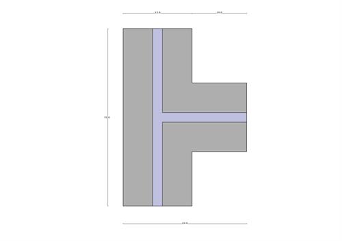 Taglio luce a T  con dissipatore e opalino 32.60*22.60cm