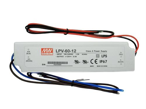Led driver Meanwell in plastica IP67 AC/DC 24V 2.5A 60W