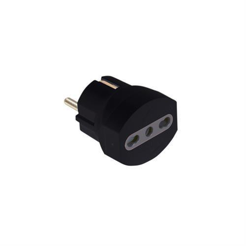 Adattatore italo tedesco presa 10/16A nero