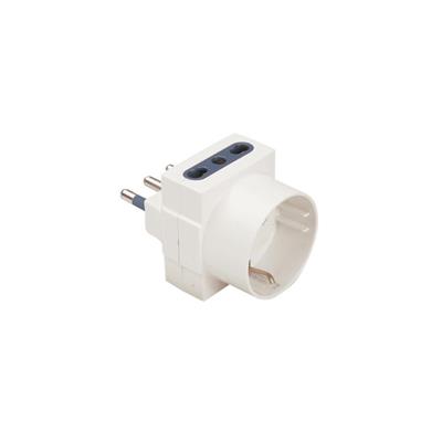 Adatt.triplo+schuko spina 16A presa 10/16A bianco