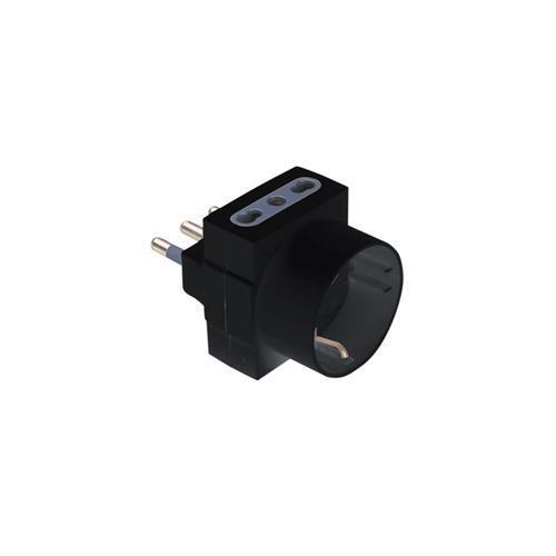 Adatt.triplo+schuko spina 16A presa 10/16A nero